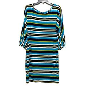 Calvin Klein Cold Shoulder Shift Dress Size 14 Striped Career Coastal Cruise